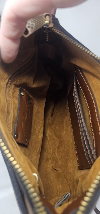 NWOT Patricia Nash Bacoli Cavo Border Tooled Leather Crossbody Tan brown - Picture 3 of 10